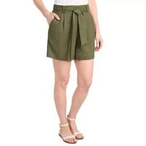 Dalia Women's Size XL Olive Linen Blend Elastic Back Waist Shorts NWT